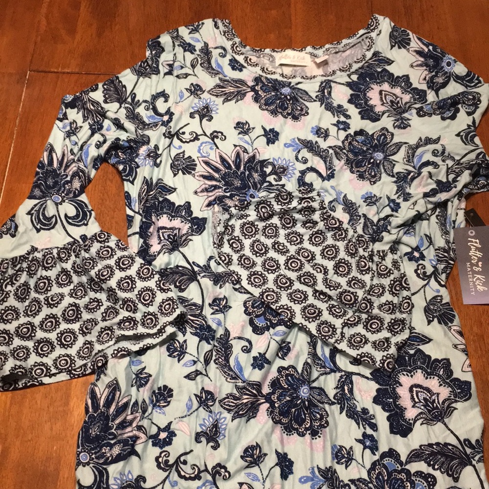 NWT Flutter and Kick Maternity Dress Ruched L
